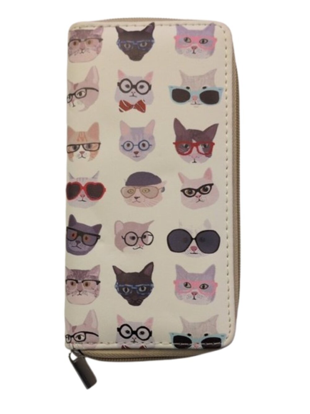 Unbranded Multicolor Shape Cat Face Print Zipper Wallet